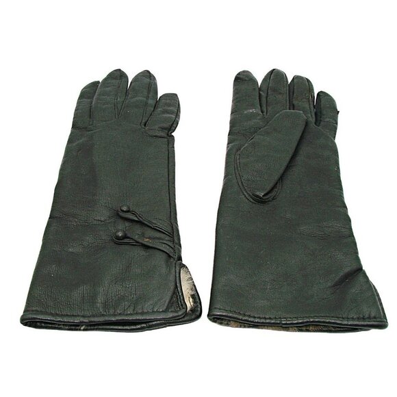 Vintage Womens Black Fashion Faux Fur Partially Lined Stretch Gloves Size B - Picture 1 of 12